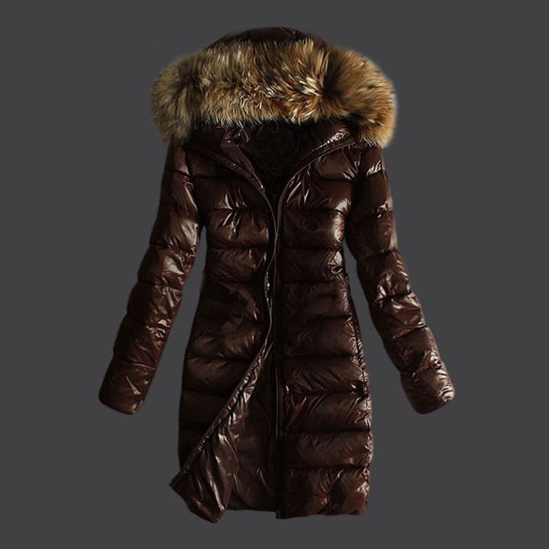 Lovemi - Long Quilted Jacket With Fur Collar And Raccoon Fur