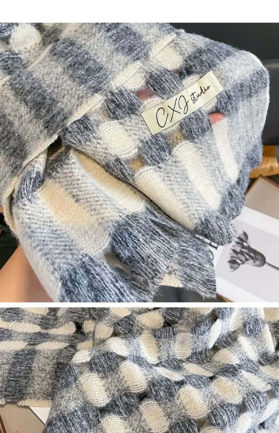 Nouveau style châle en cachemire écharpe de cou pour étudiant à double usage