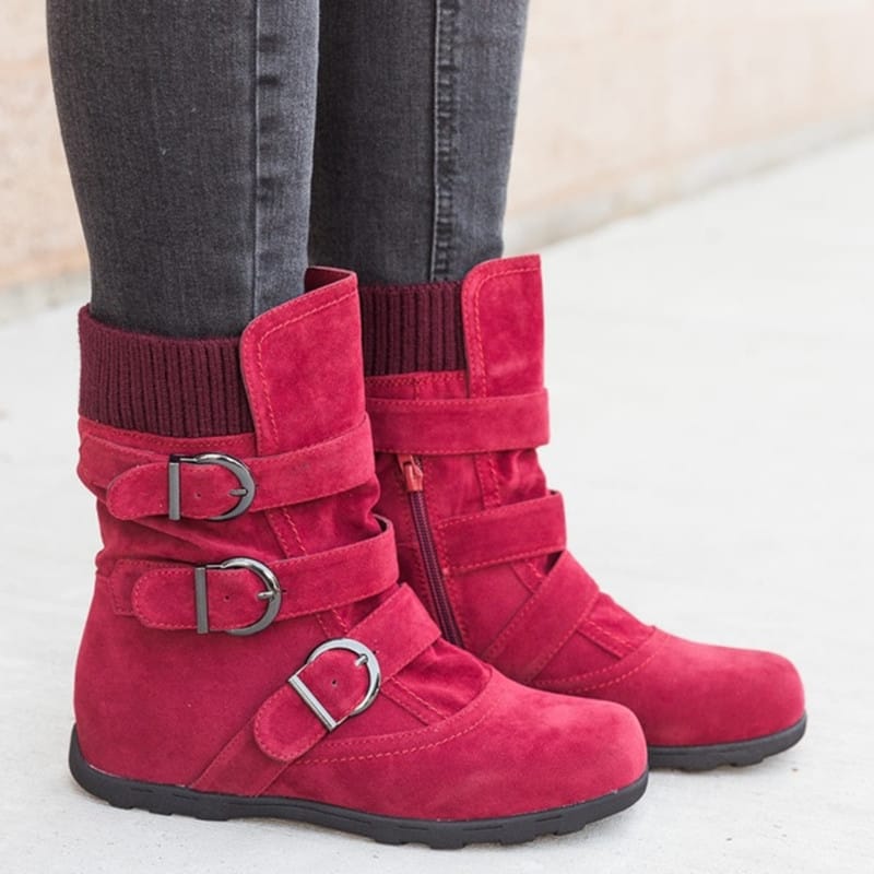 Flat large size short boots women thick cotton boots