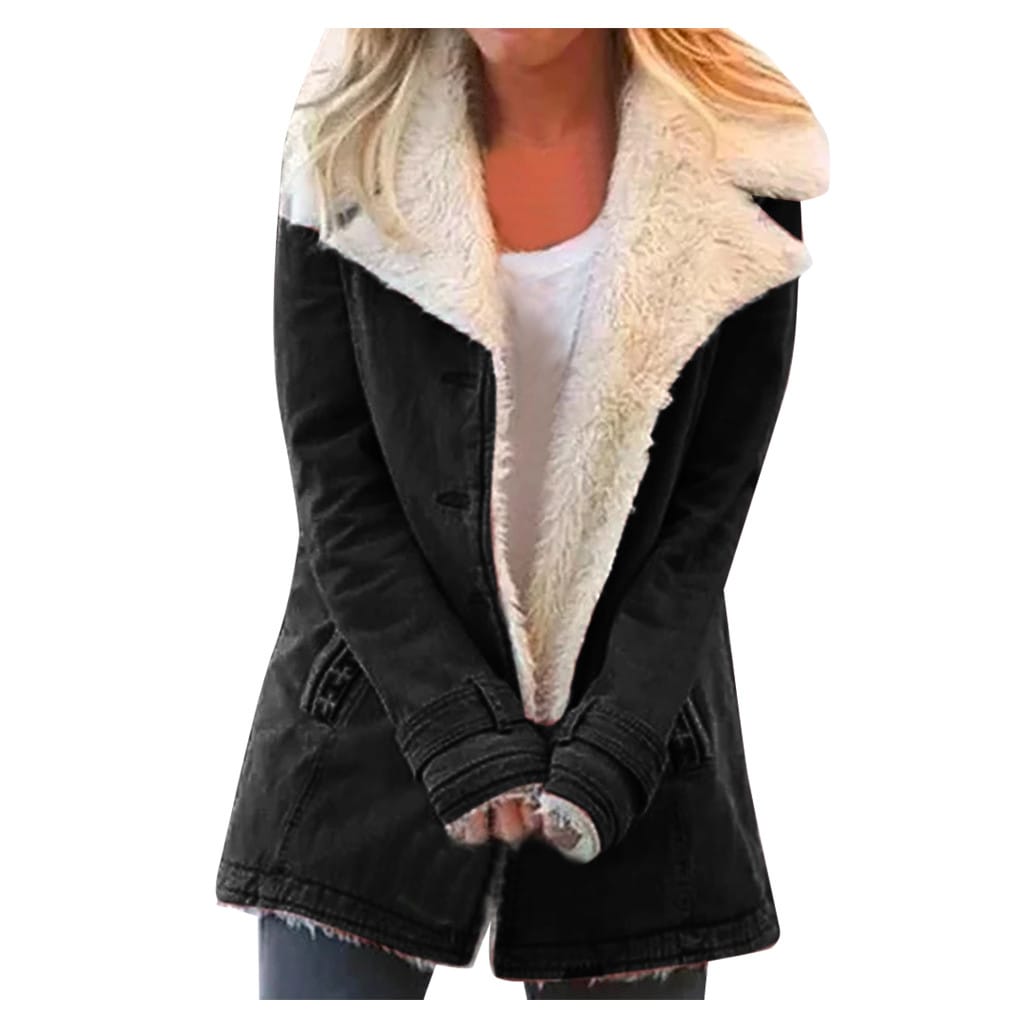 Lovemi - Manteaux chauds grande taille pour femmes avec bouton en peluche composite