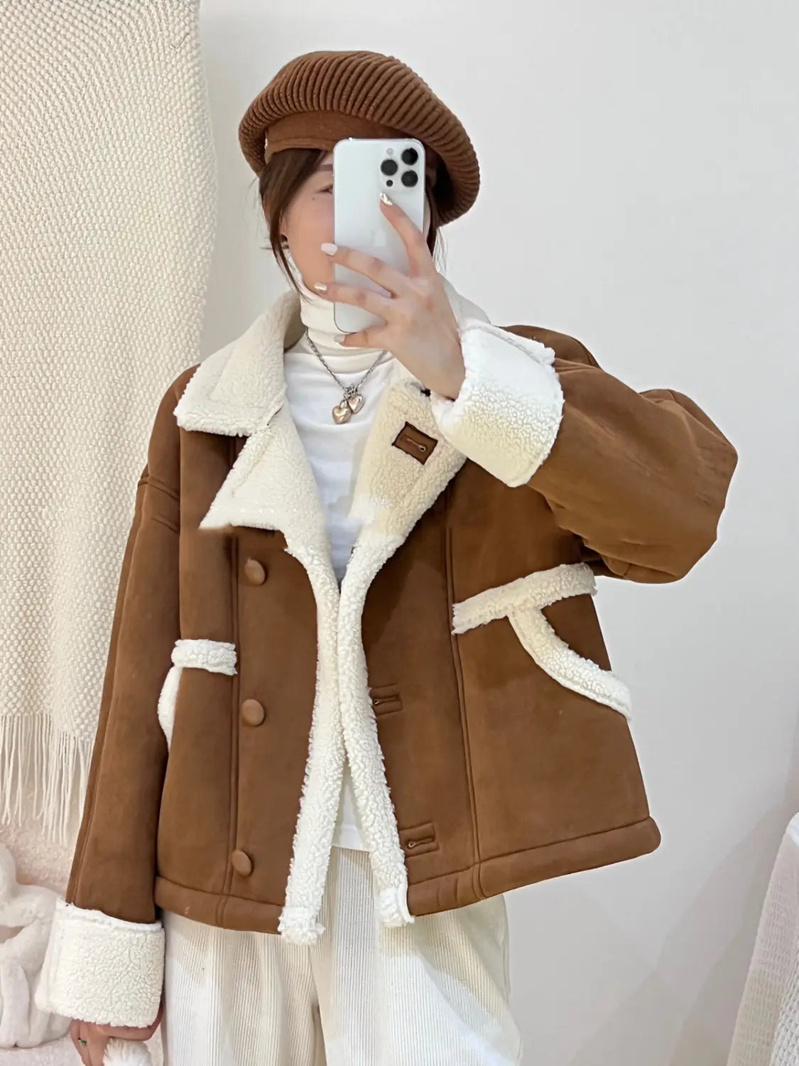 Lovemi - Suede Soft Waxy Lamb Coat Girl