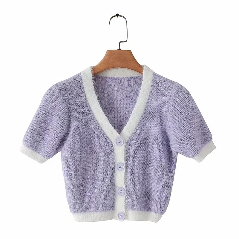Lovemi - Fashion Cropped Short Single-breasted Sweater