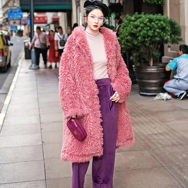 Lovemi - Fashionable Warm Ladies Plush Coat Autumn Winter