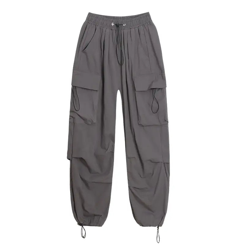 Lovemi - Pantalon cargo droit ample gris pour femme