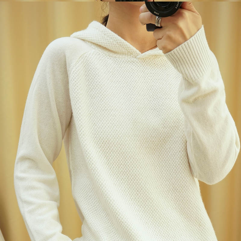 Lovemi - Wool Sweater Women’s Hooded Pullover Long-sleeved