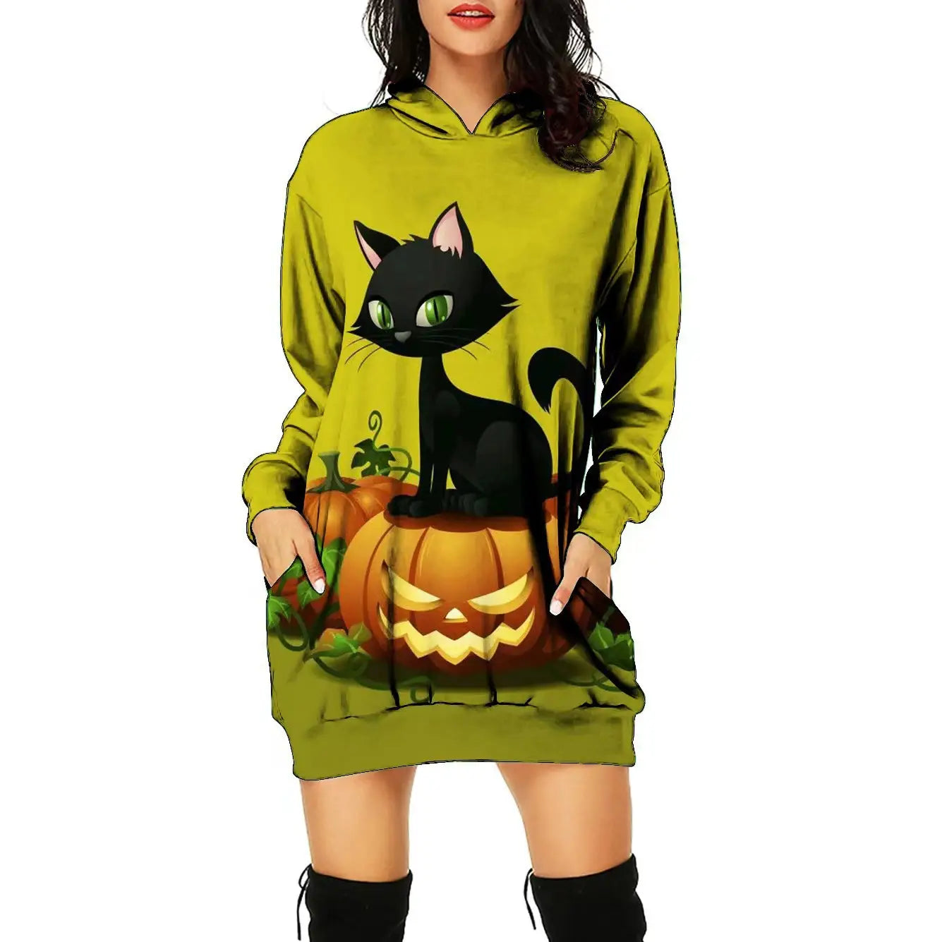 Lovemi – Halloween-Themen-Positionierungsdruck-Kleid für Damen