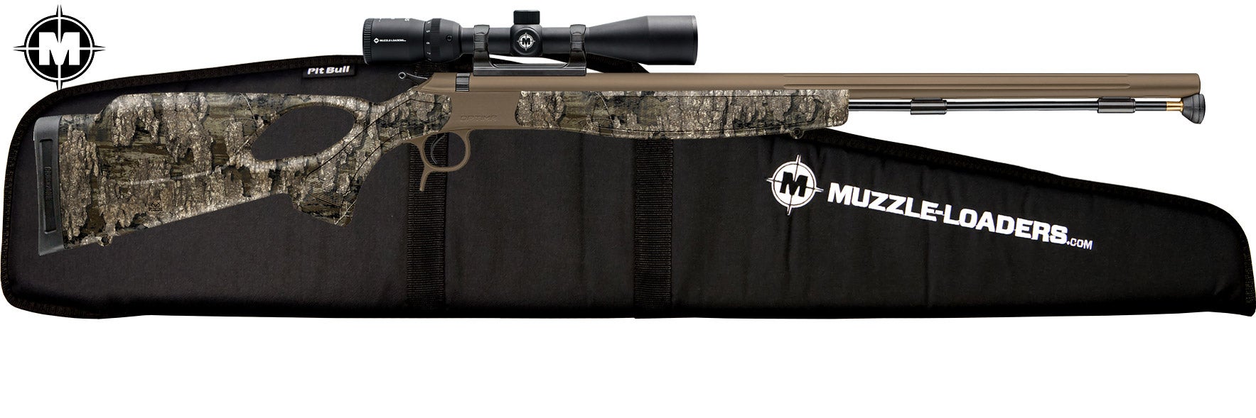 CVA™ Optima V2 LR Thumbhole Genesis® Scope - .50 Cal Nitride/Cerakote™ Patriot Brown 28" Barrel - PR2035NMZ - Muzzle product image