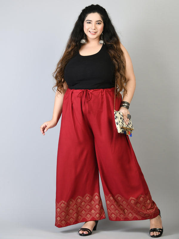 Casual Wear Red Ladies Plus Size Rayon Palazzo Pant, 48inch, Size: 4XL at  Rs 200 in Delhi