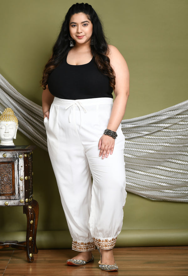 Buy Plus Size White Crease Seam Tummy Tucker Pants Online For Women