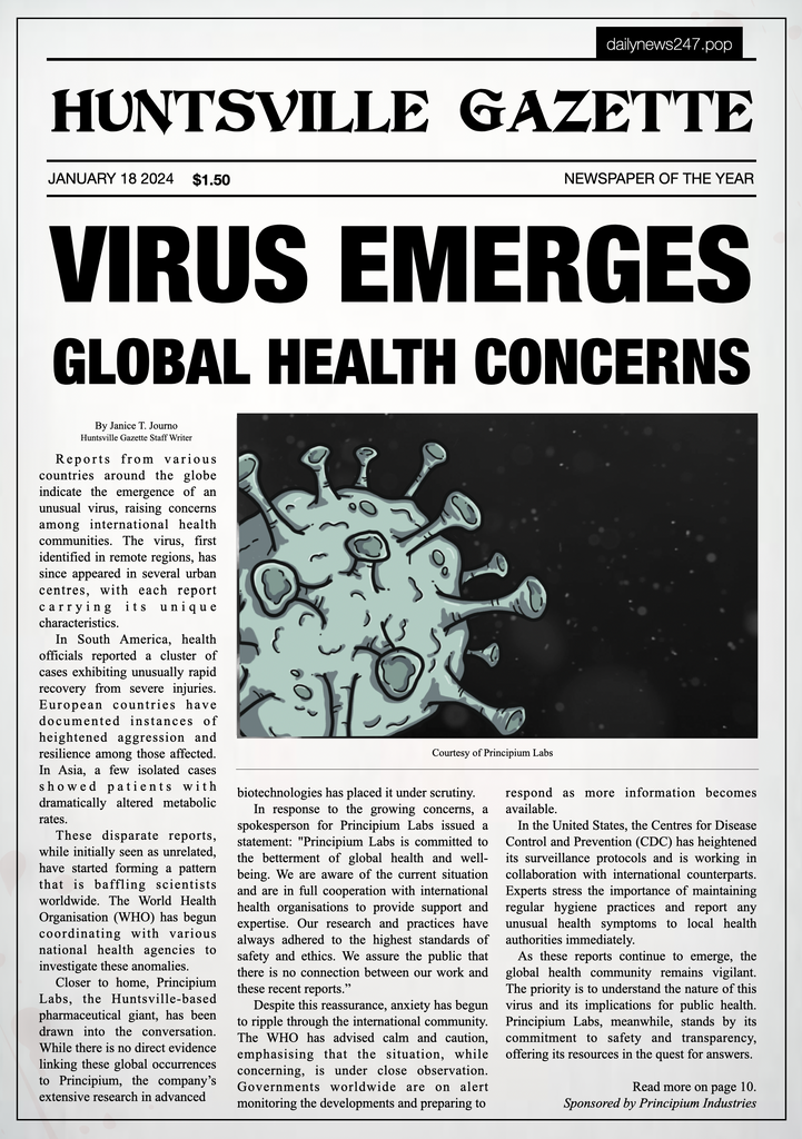 Virus Emerges In Huntsville - Population Z News Story
