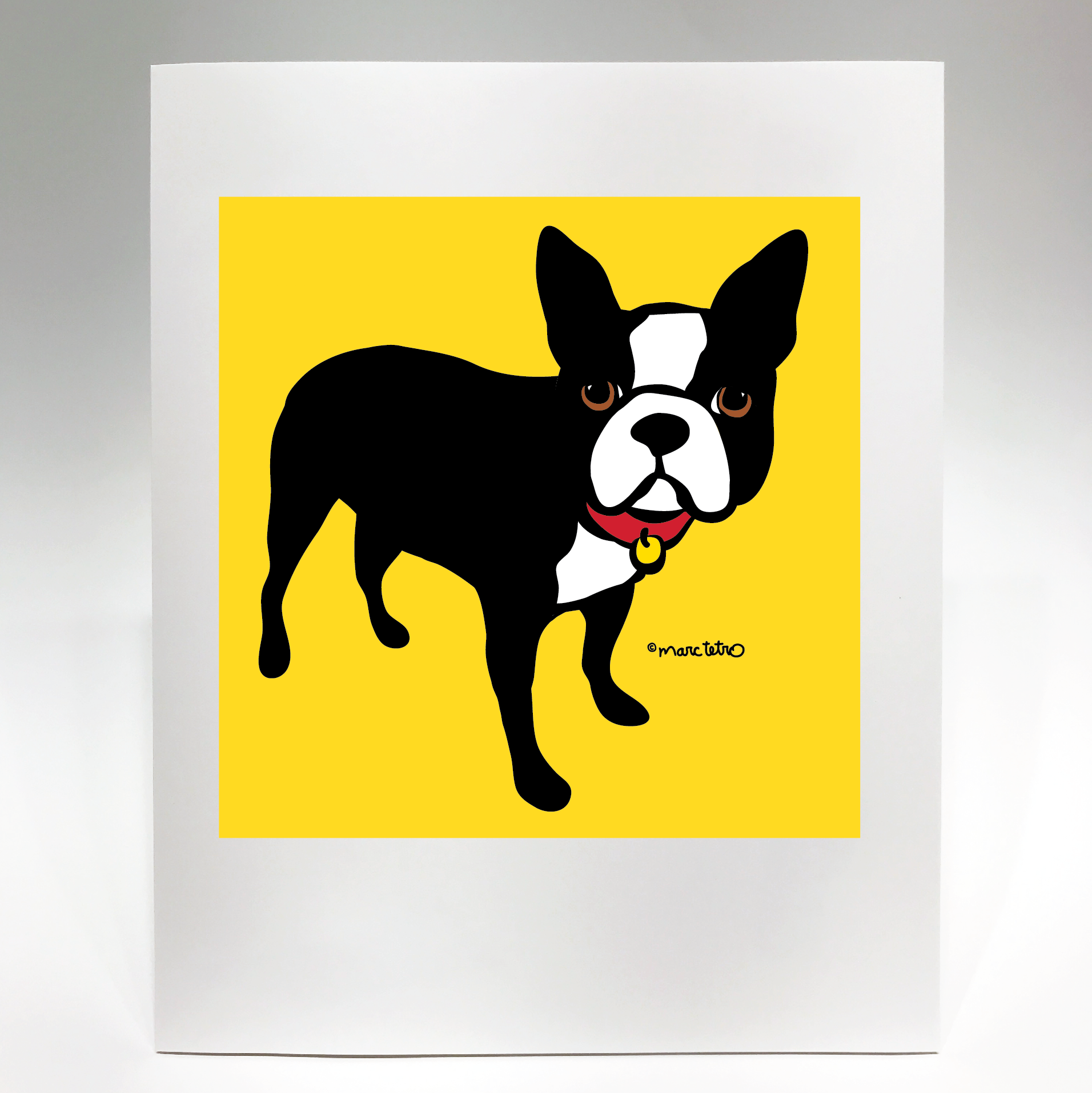 Boston Terrier on Yellow Print