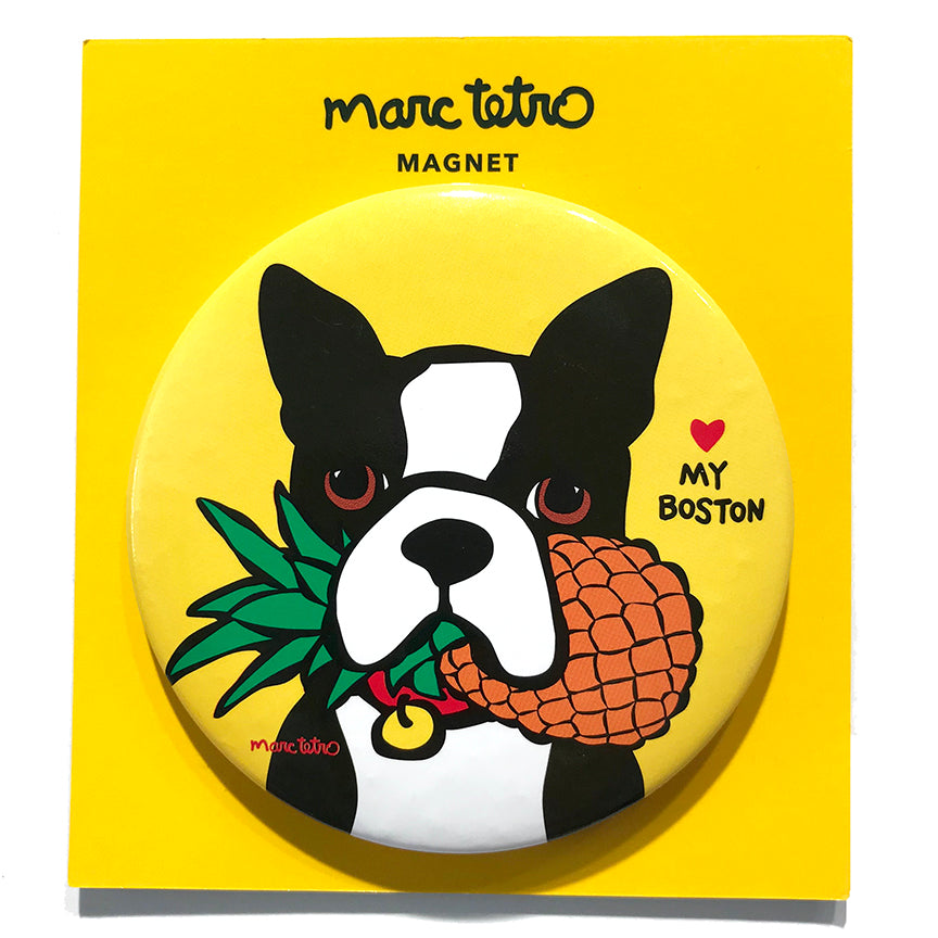 Boston Terrier with Pineapple Magnet