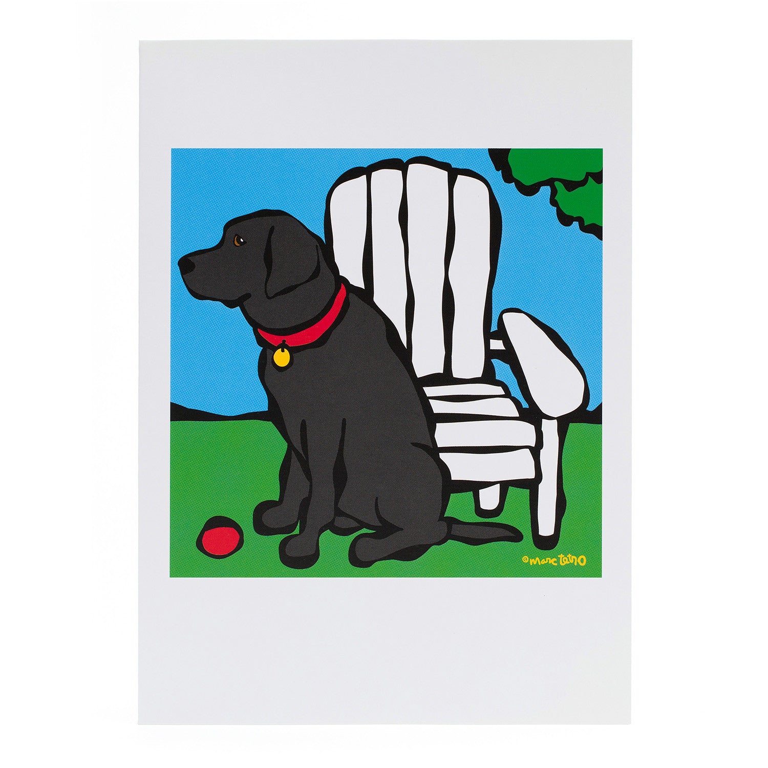 Black Lab with Ball Card