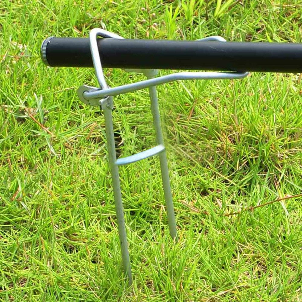 Fishing Rod Stand Pole Holder Plug Insert Ground Adjustable Iron