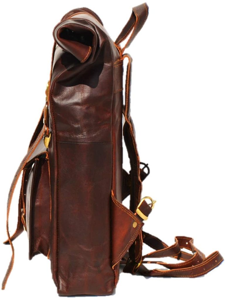 Brown Leather Roll Backpack – Kobblo Leather