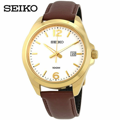 Seiko Neo Classic White Dial Brown Leather Men's Watch SUR216. Seiko watches. Vintage Seiko watches. Seiko watches for men. Brand Watches. Luxury watches. Men's watches. Affordable Watches. Cheap watches. Fast and cheap shipping worldwide. 