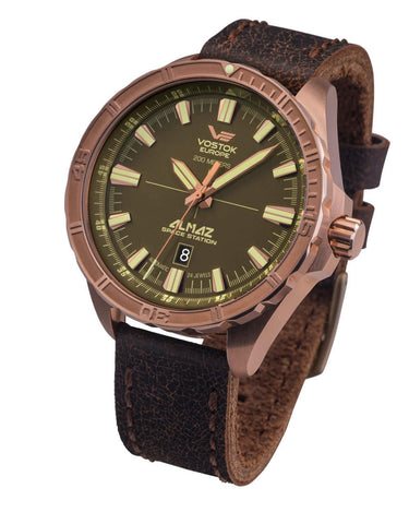 Vostok Europe Almaz Bronze Automatic Leather Strap Watch NH35A/320O516. ZB Watches is an Authorized Dealer for Vostok Europe. zbwatches.com Luxury Watches. 