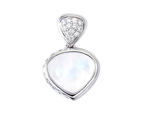 Blue moonstone and diamond pendant