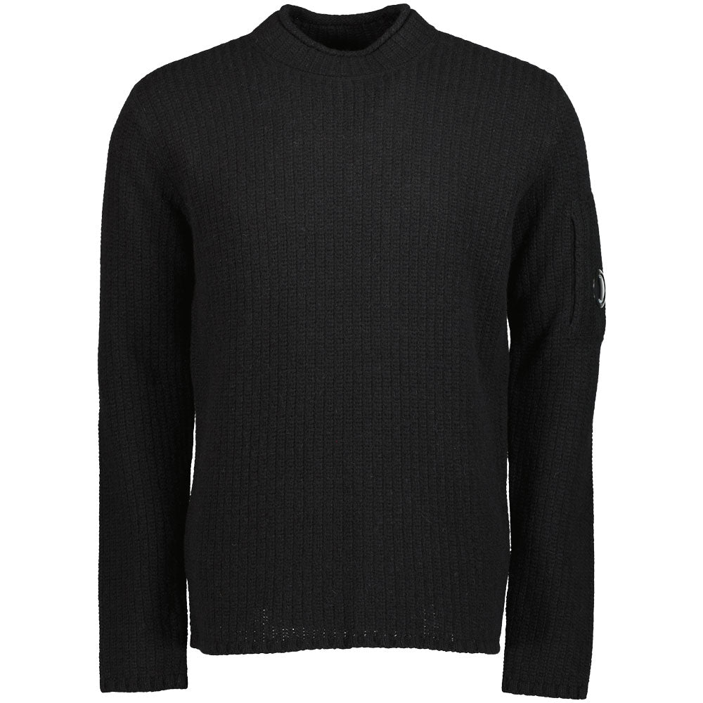 CP Company | C.P. Lambswool Crewneck Lens Knit - Black