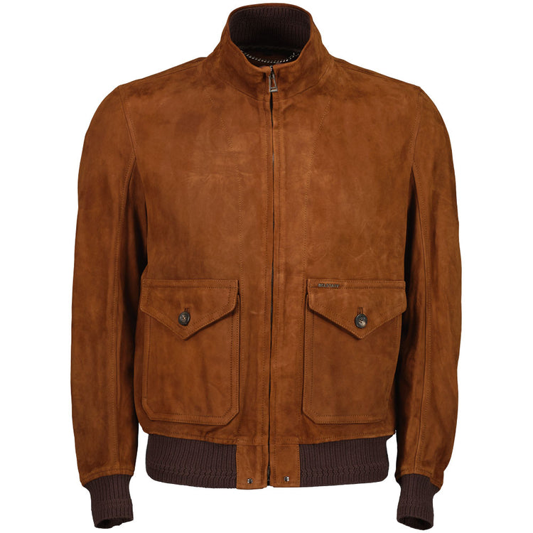 Belstaff Suede Hughes Bomber Jacket Chestnut