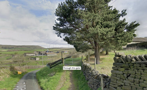 Gate on Arnfield Lane leading to the waterfalls