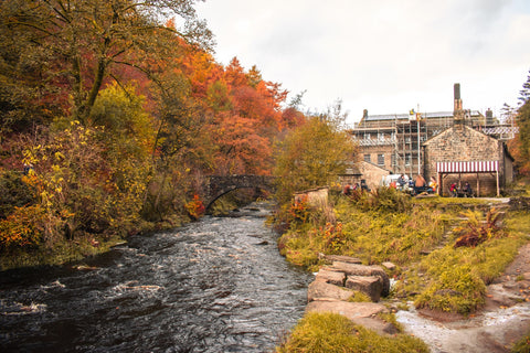 Gibson Mill next to the river near Hebden Bridge part of the Hardcastle Crags walk in Yorkshire