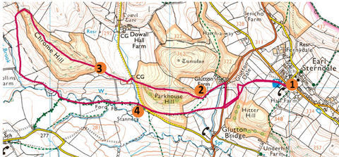 Map route of Chrome and Parkhouse Hill