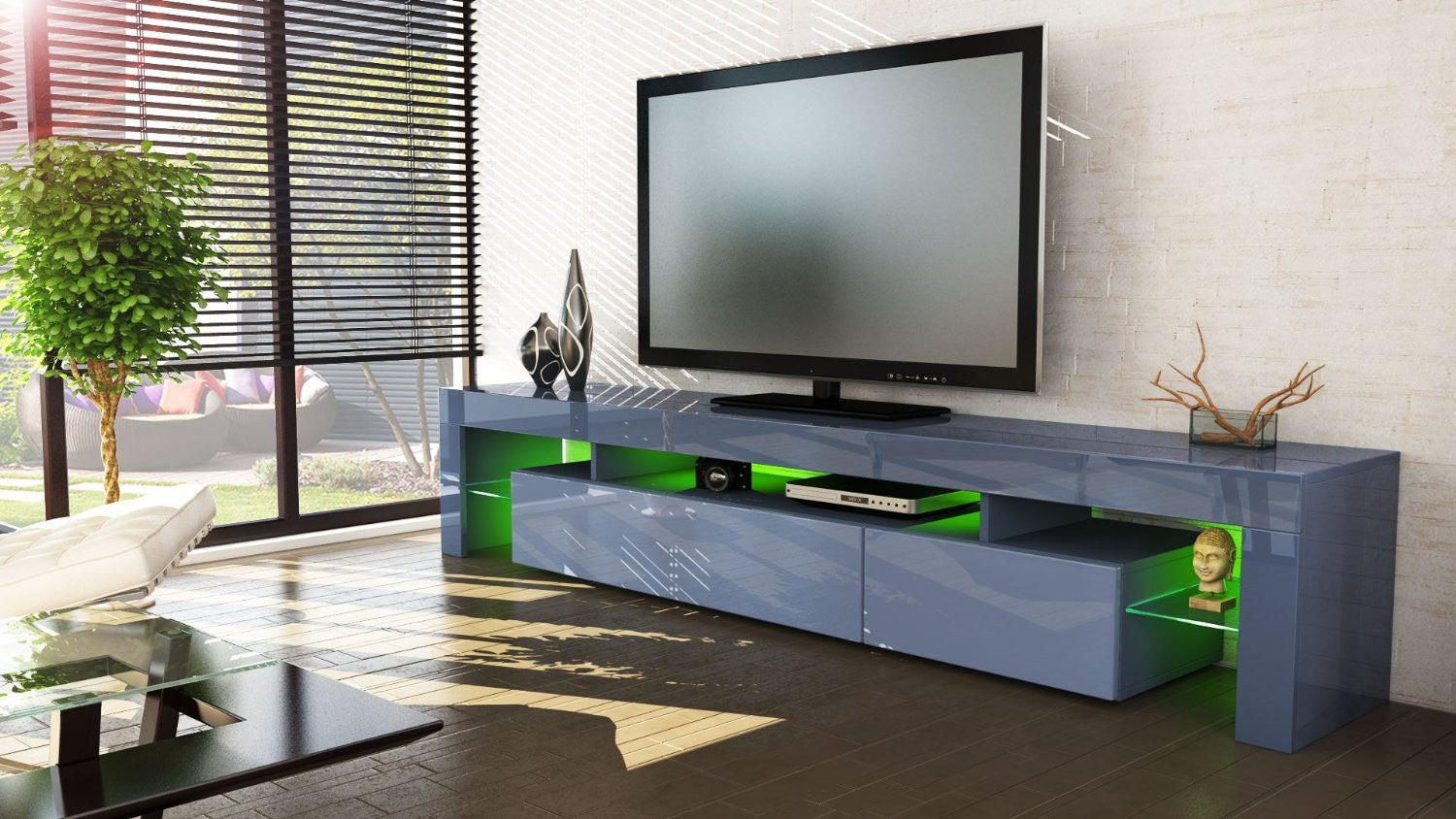 TV Stand "Lima V3" - Grey High Gloss – Josy Furniture