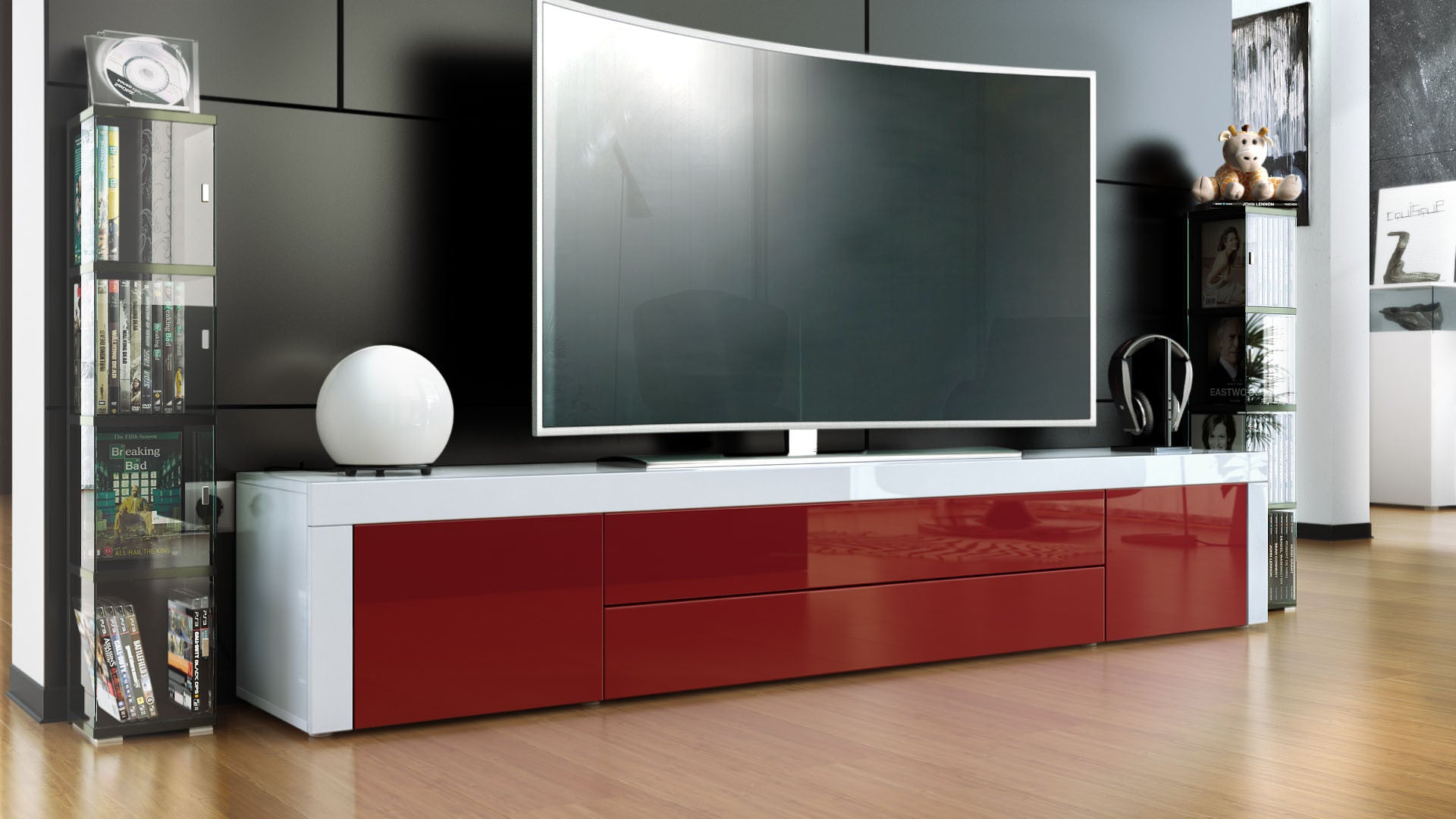 TV Stand "La Paz" in White High Gloss / Various Colors ...