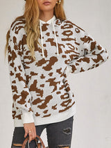 Leopard Drawstring Hooded Sweater