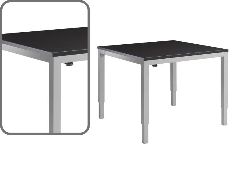 Compact Adjustable Meeting Table -  Altura Mini - Silver Frame - Soft Black Top Studio Image