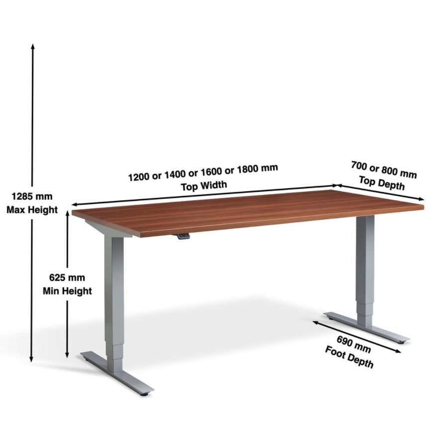 Dimensions Masta electrically height adjustable desk