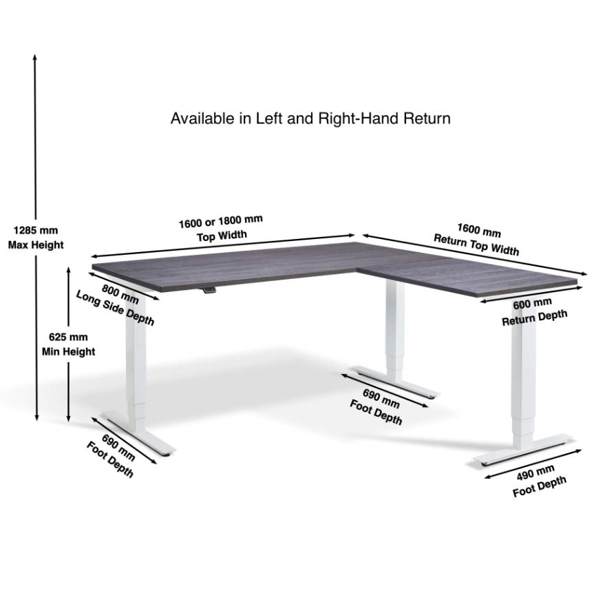 Dimensions of masta corner standing desk