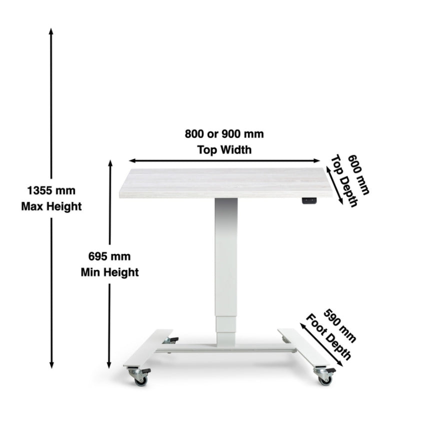 80cm 90cm Wide Standing Desk -  Rova Dimensions