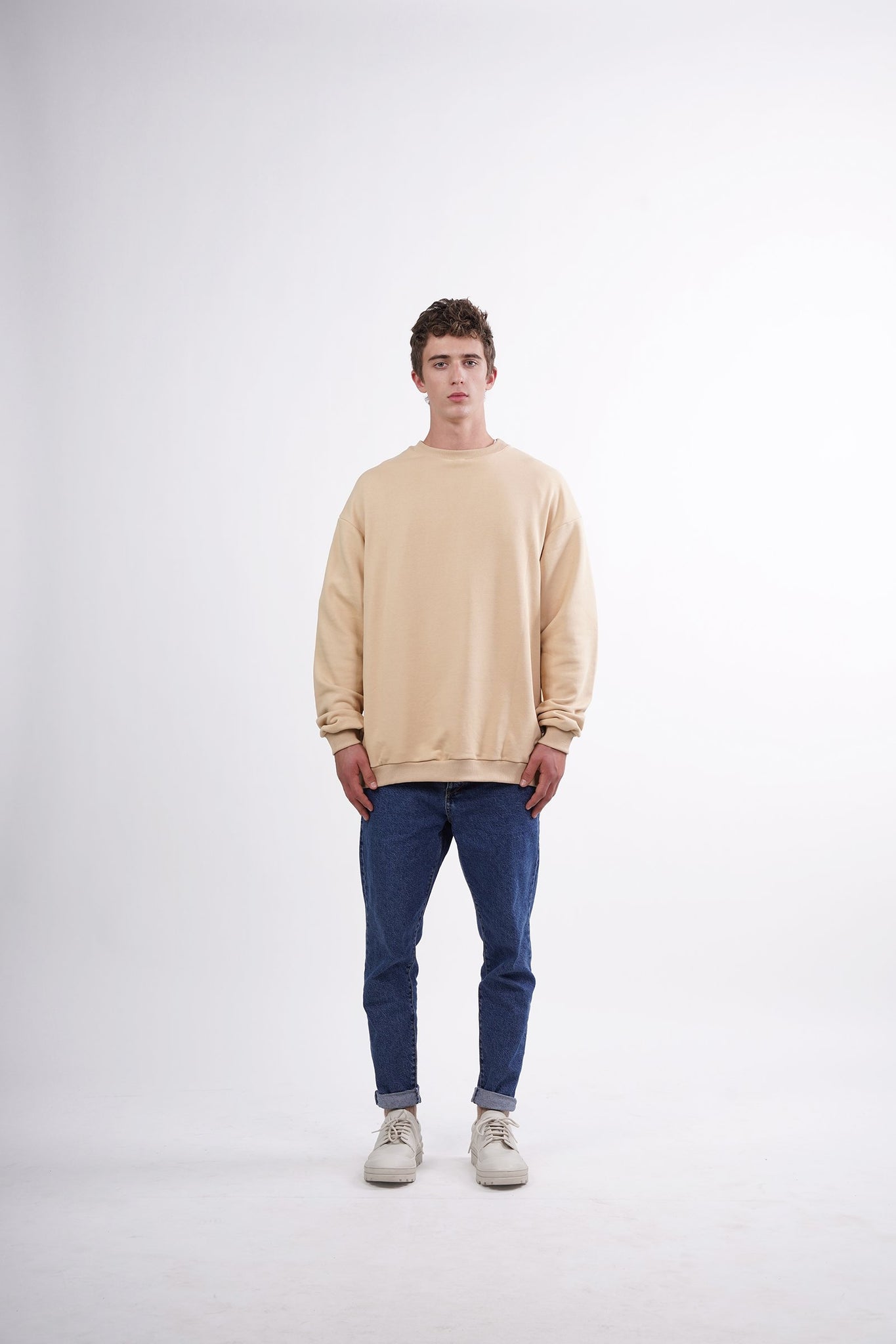 sand crew neck sweater