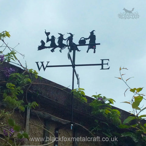 Bespoke weathervane photo, design featuring four witches.