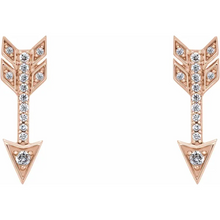 Load image into Gallery viewer, 14K Rose 1/6 CTW Diamond Arrow Earrings
