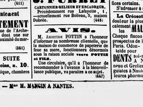 avis de décès reprise du magasin par le fils de madame pottin pottin et fils