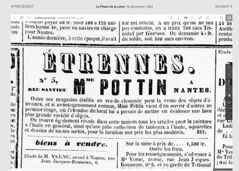 article de presse madame pottin papeterie nantaise historique Foglietto