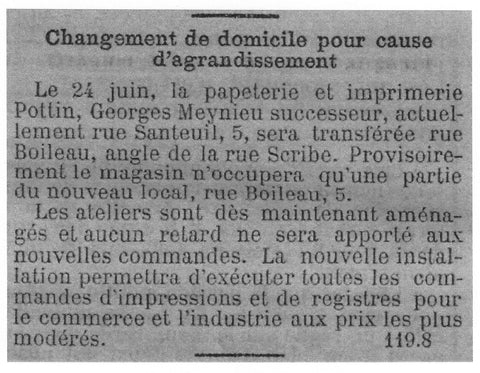 article de presse sur le déménagement dans le grand local rue boileau