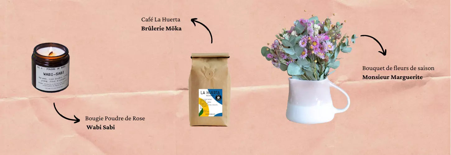 idées cadeaux made in France bougies Wabi Sabi café brulerie moka fleurs séchées monsieur marguerite