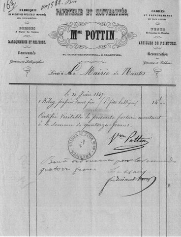 authentische Rechnung, unterzeichnet von Madame Pottin