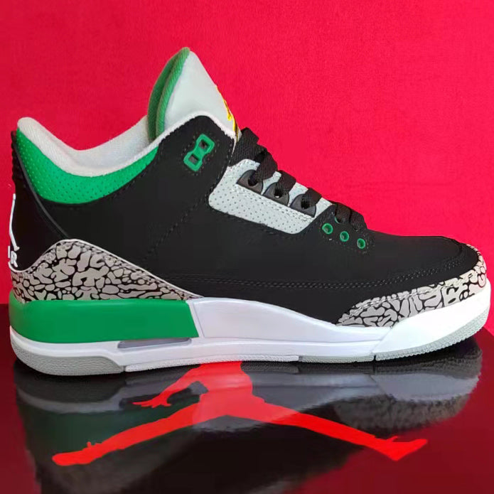 nike jordan 3 black and green casual sneakers