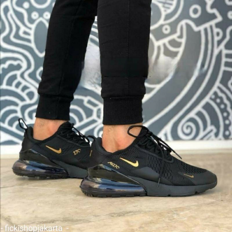 Nike Air Max 270 Black Gold Sneakers Shoes