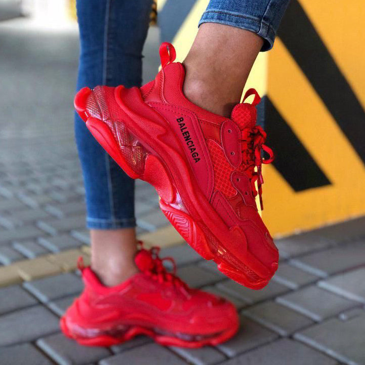 Balenciaga Triple S Clear Sole Red Sneakers Shoes