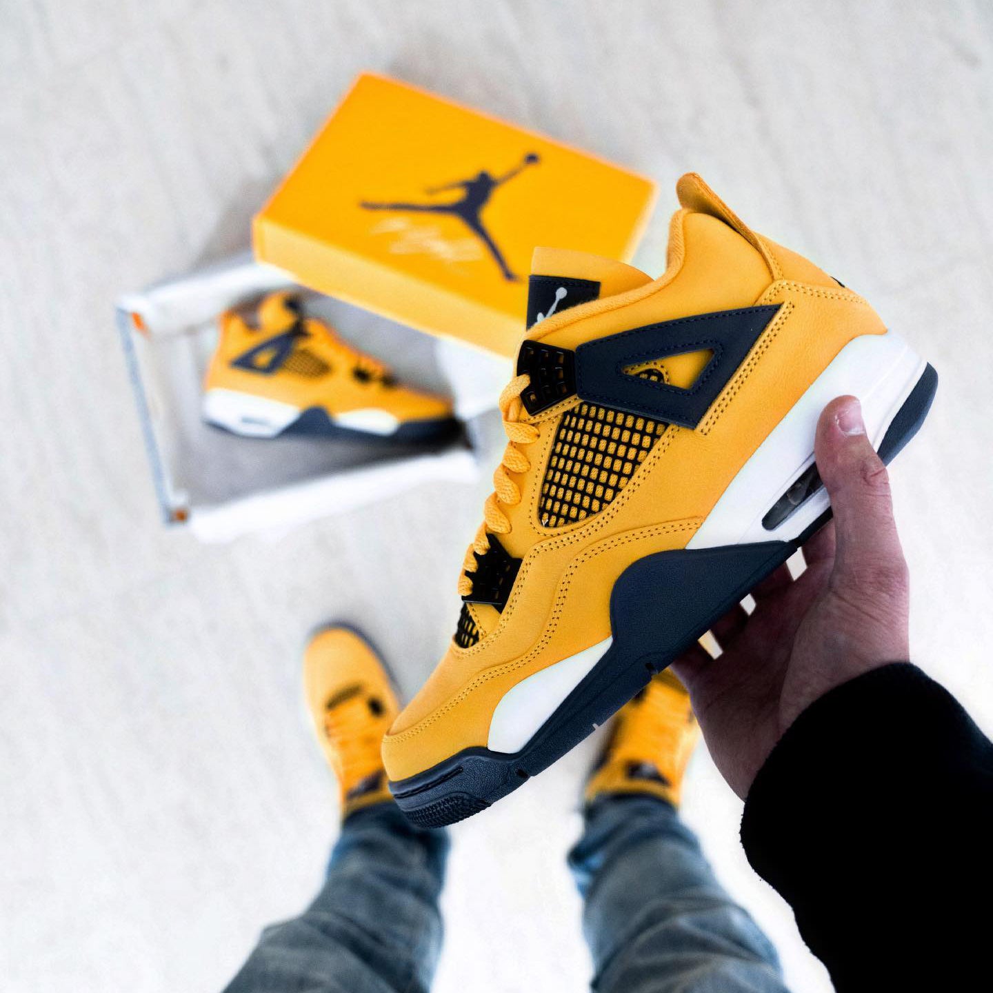 Nike Air Jordan 4 Retro AJ4 Yellow Sneaker Shoes