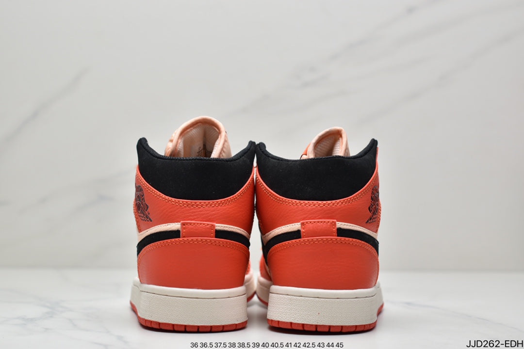 Nike Air Jordan 1 Mid Team Orange Sneakers Shoes