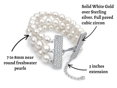 Buy 3 Strand Pearl Bracelet,cluster Pearl Bracelet,triple Pearl Bracelet,multi  Strand Pearl Bracelet,bridesmaid Bracelet,pearl Bridal Bracelet Online in  India - Etsy