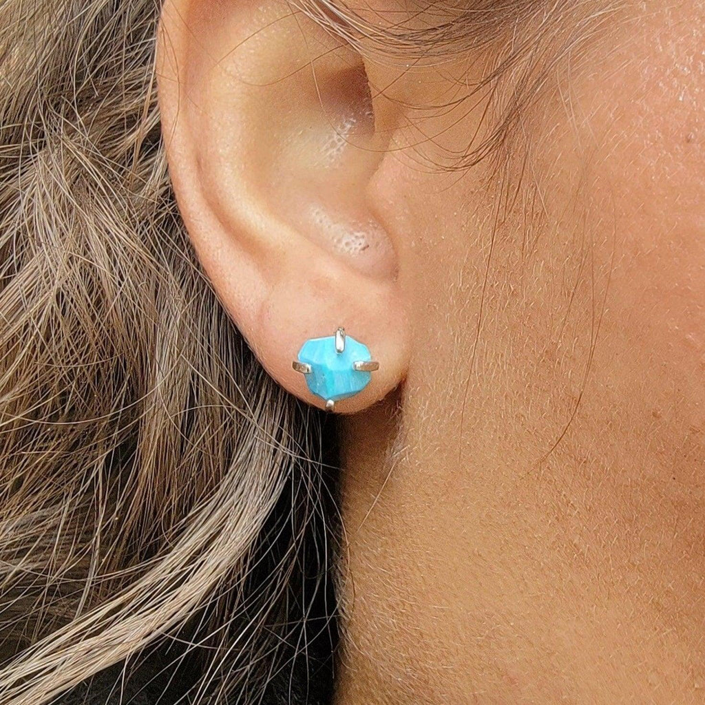 natural turquoise stud earrings