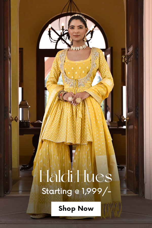 Yellow dress for haldi dupatta set